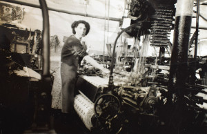 Mavis Cowling at her Lancashire Loom